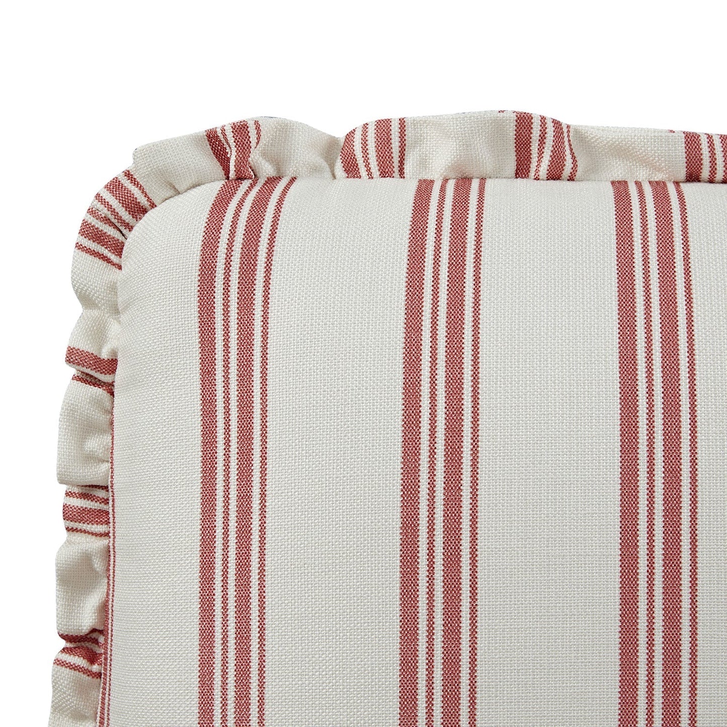 Celeste Upholstered Bed with Storage with Ruffled Headboard, Peony Red Stripe