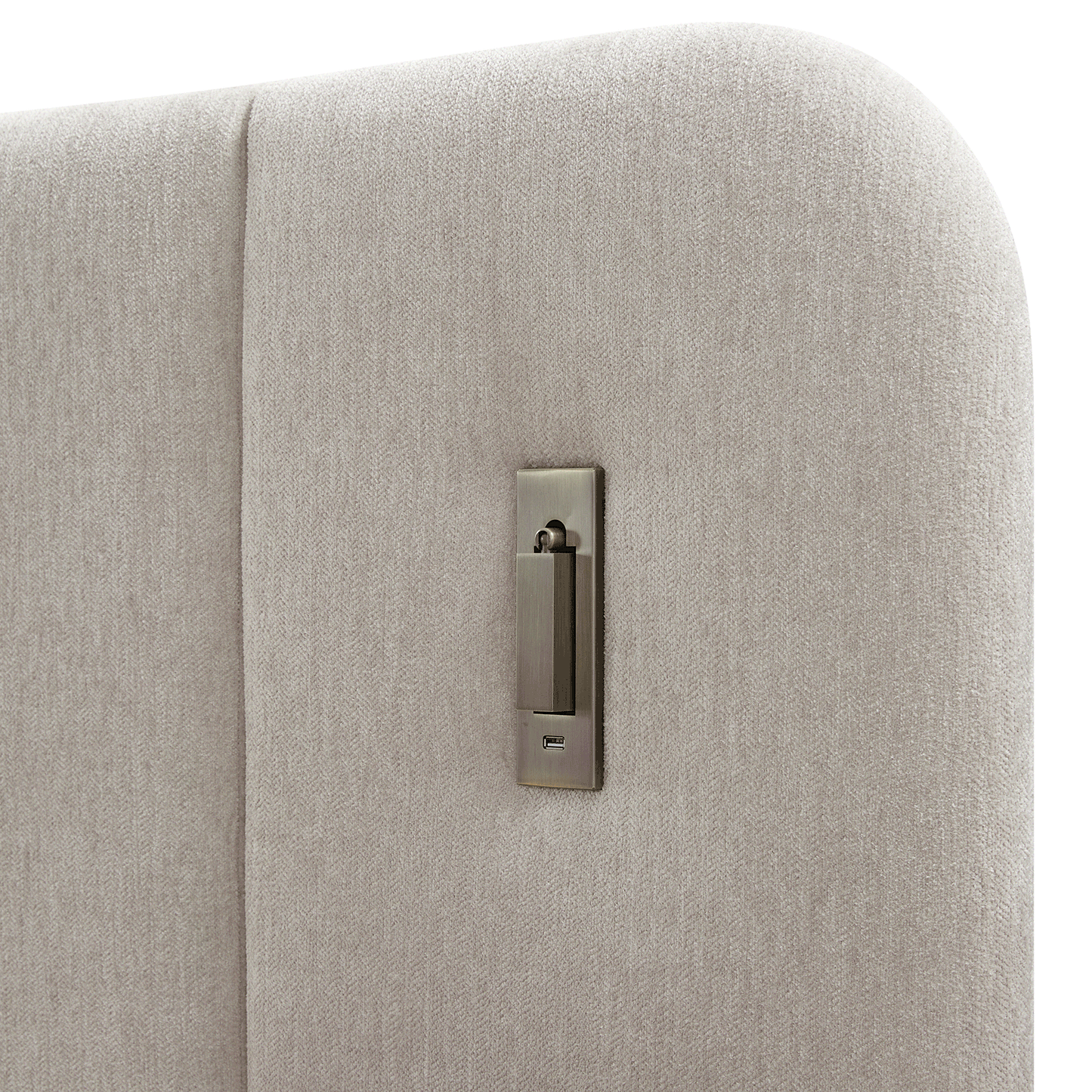 Della Extended Headboard Bed with Storage, Soft Beige Chenille