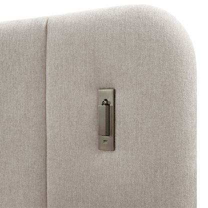 Della Extended Headboard Bed with Storage, Soft Beige Chenille
