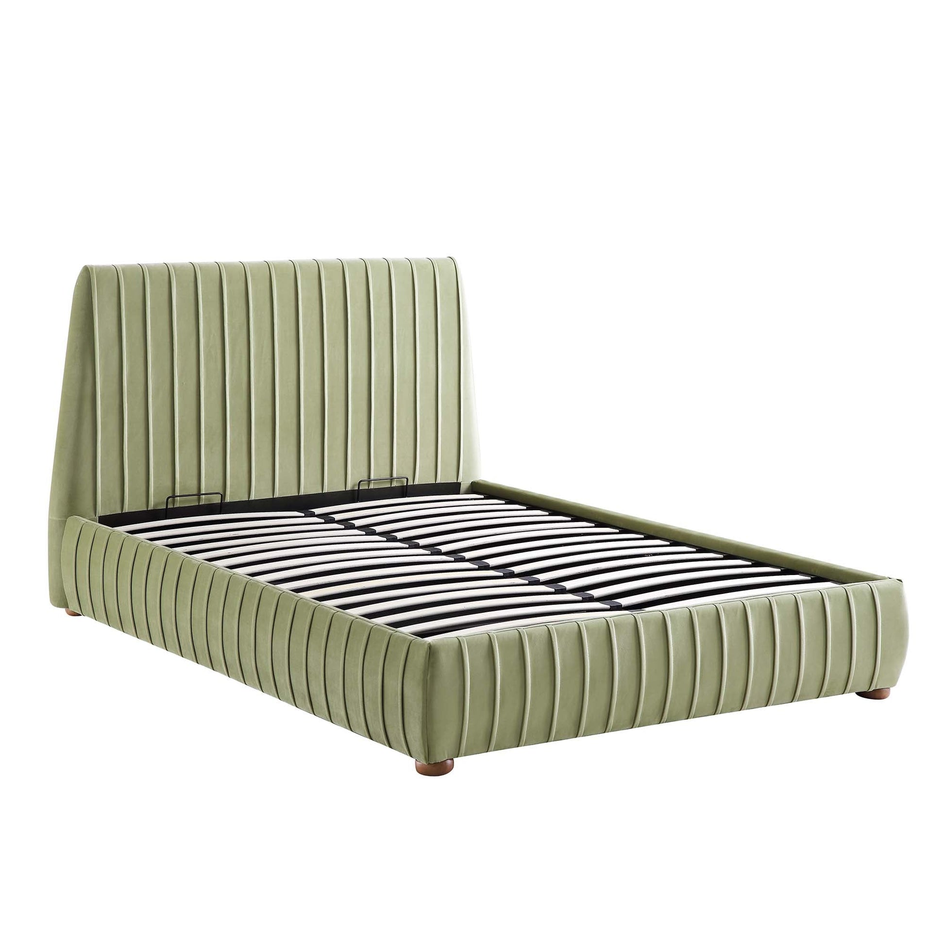 Helia Pleated Ottoman Bed with Storage, Lichen Velvet