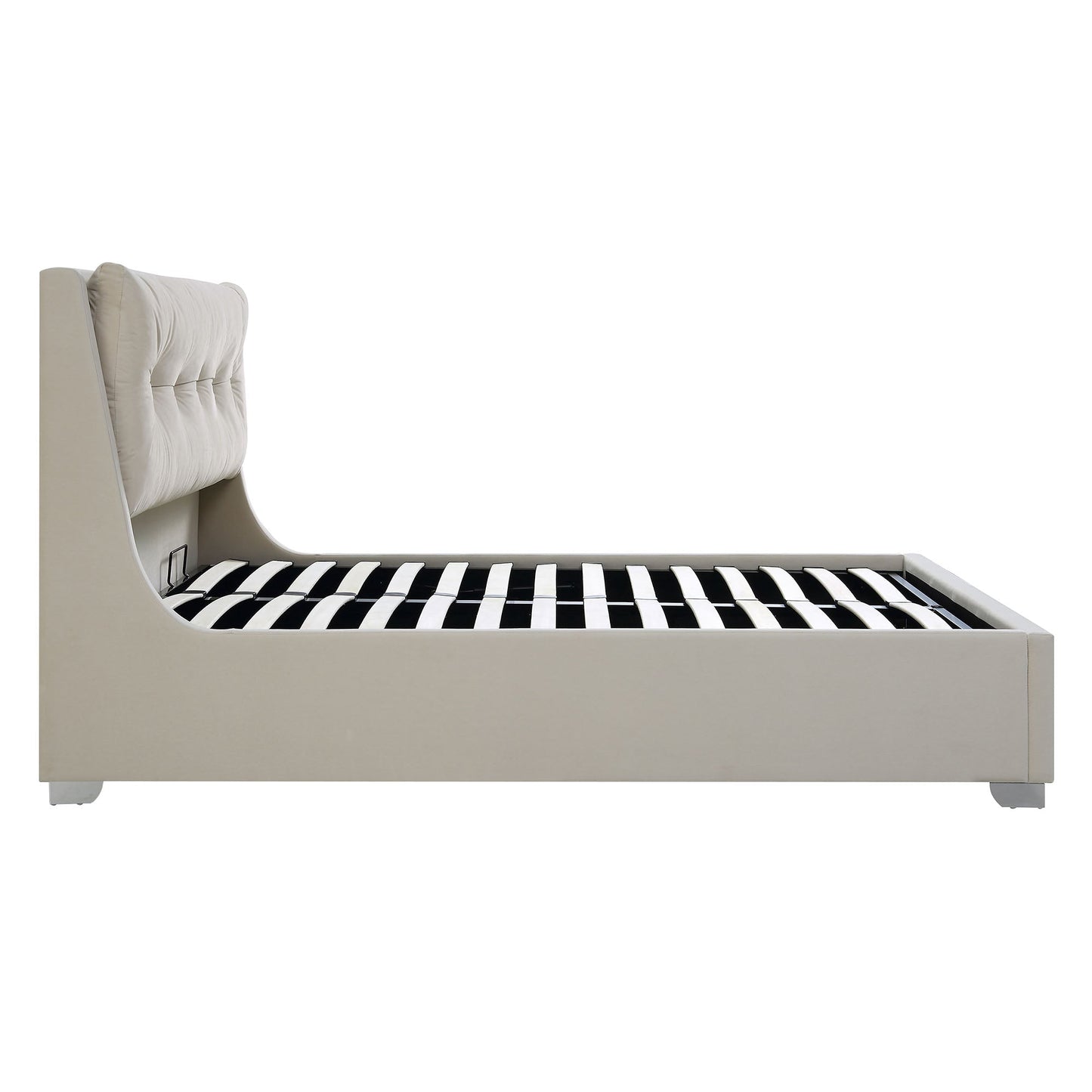 Hadley Champagne Velvet Ottoman Bed with Storage