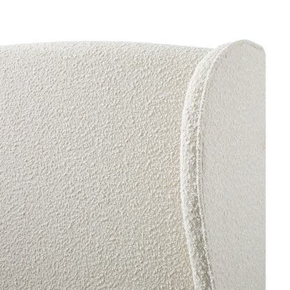 Kimberly Winged Upholstered Bed with Storage, Ecru Boucle