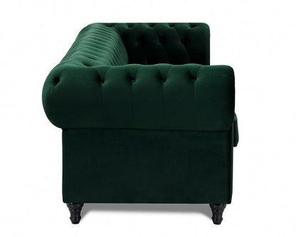 Chesterfield Pleat Velvet Fabric 2+3 Seater Sofa Set, Midnight Blue Velvet – view 12