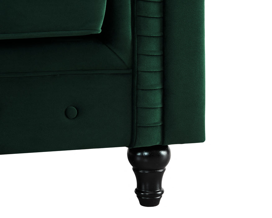 Chesterfield Pleat Velvet Fabric 2+3 Seater Sofa Set, Midnight Blue Velvet
