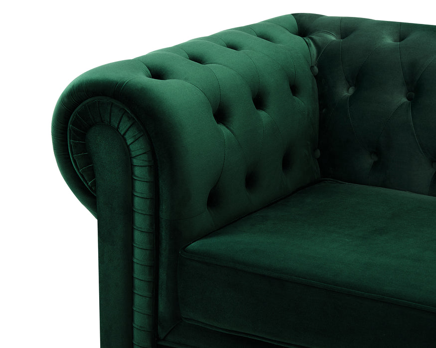 Chesterfield Pleat Velvet Fabric 2+3 Seater Sofa Set, Midnight Blue Velvet – view 14