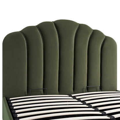 Hana Ottoman Bed with Storage, Moss Green Velvet