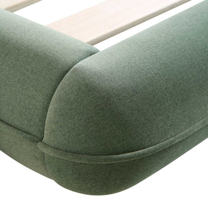 Elystan Oval Headboard Upholstered Bed, Olive Green Fabric