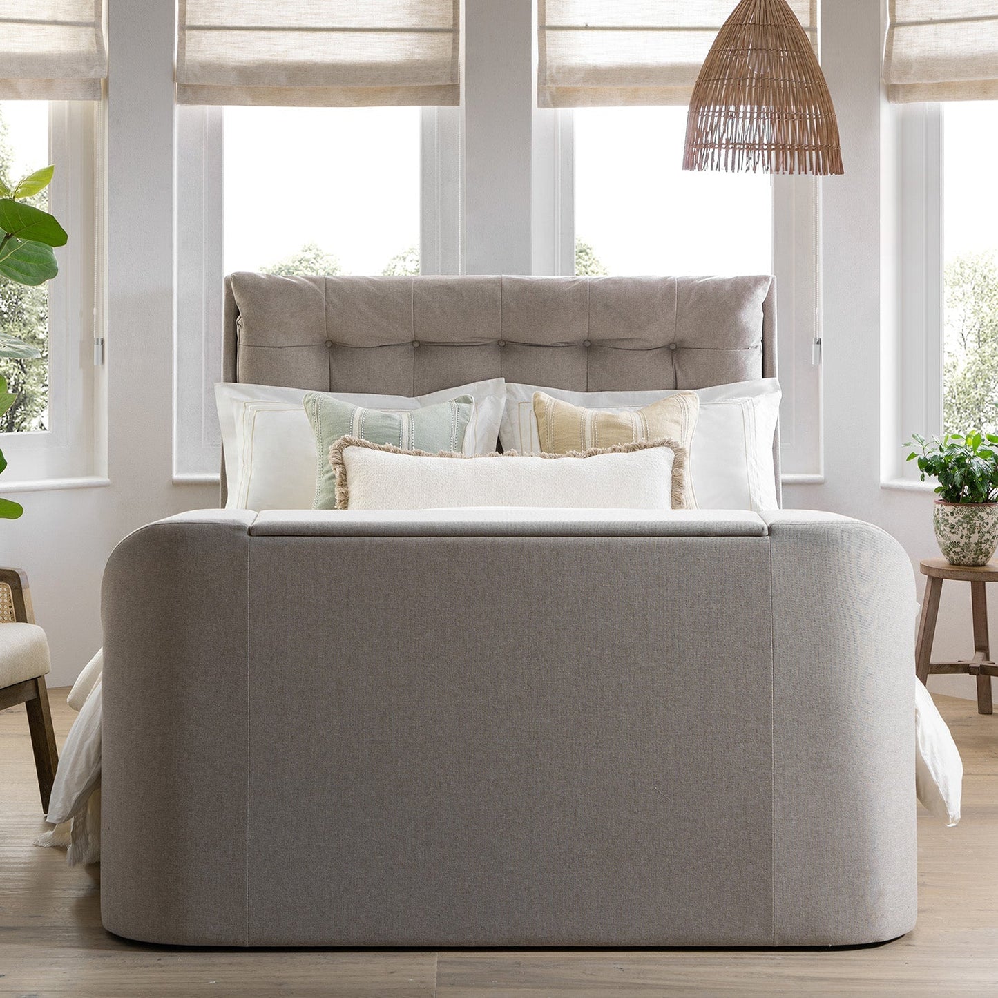 Hadley Stone Fabric TV Bed with Ottoman Storage
