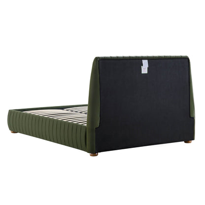 Helia Pleated Ottoman Bed with Storage, Moss Green Velvet