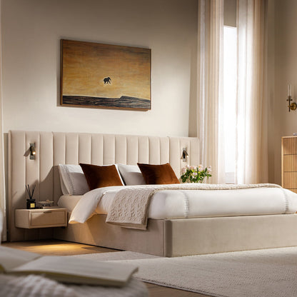 Tremezzo Oversized Ottoman Bed with Storage, Champagne Velvet