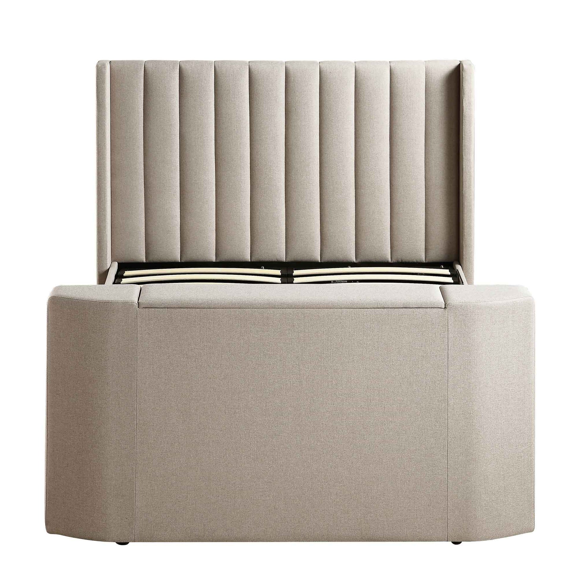 Wilton Warm Stone Fabric TV Bed with Ottoman Storage