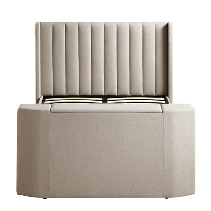 Wilton Warm Stone Fabric TV Bed with Ottoman Storage