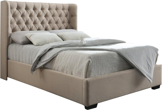 Upholstered Chesterfield Wing Sleigh Bed Frame