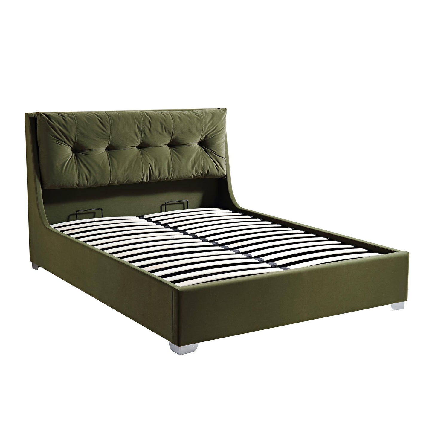 Hadley Moss Green Velvet Ottoman Bed with Storage