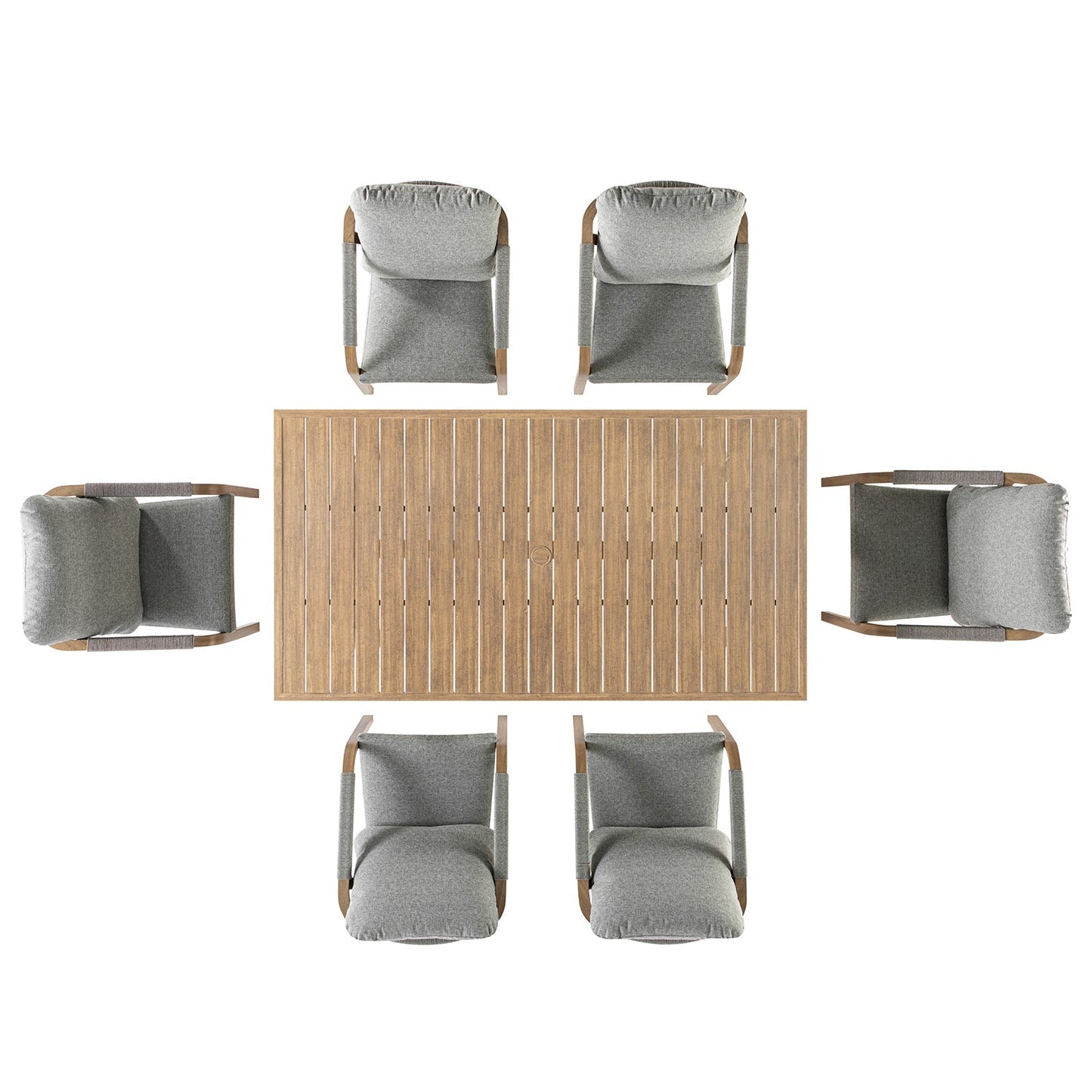 Manresa Rope 6-Seater Rectangular Garden Dining Set, Natural and Grey