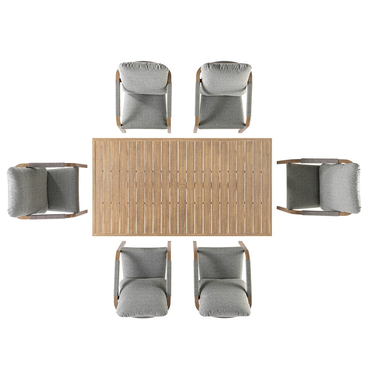 Manresa Rope 6-Seater Rectangular Garden Dining Set, Natural and Grey