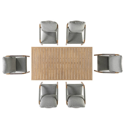 Manresa Rope 6-Seater Rectangular Garden Dining Set, Natural and Grey