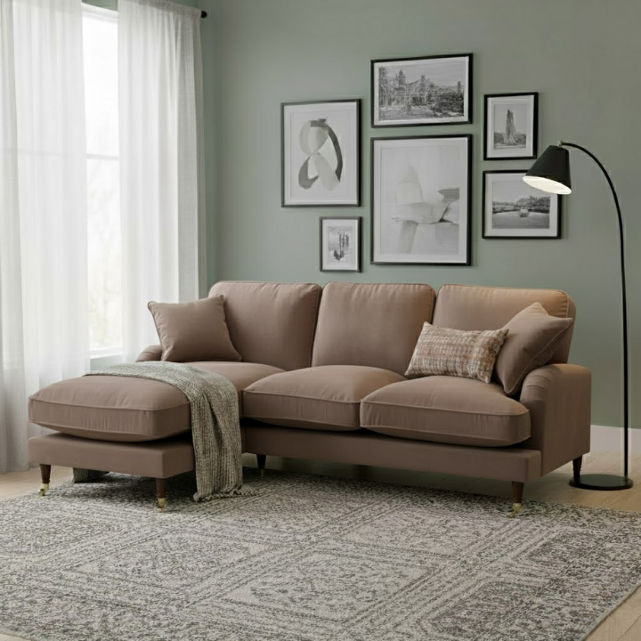 LX Velvet Left-Hand Facing Corner Sofa