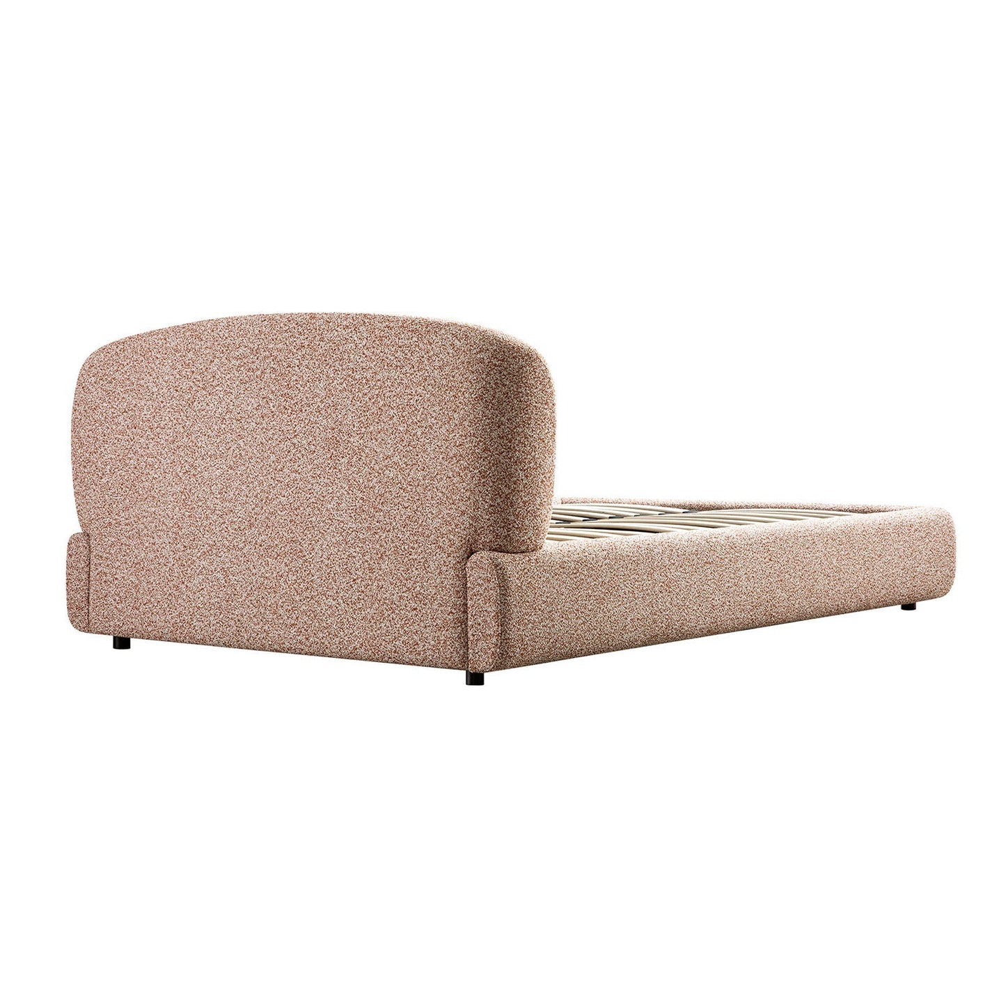 Constance Winged Headboard Ottoman Bed with Storage, Musk Blush Boucle