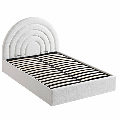 Archer White Boucle Ottoman Bed with Storage