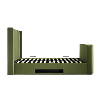 Wilton Moss Green Velvet TV Bed with Ottoman Storage