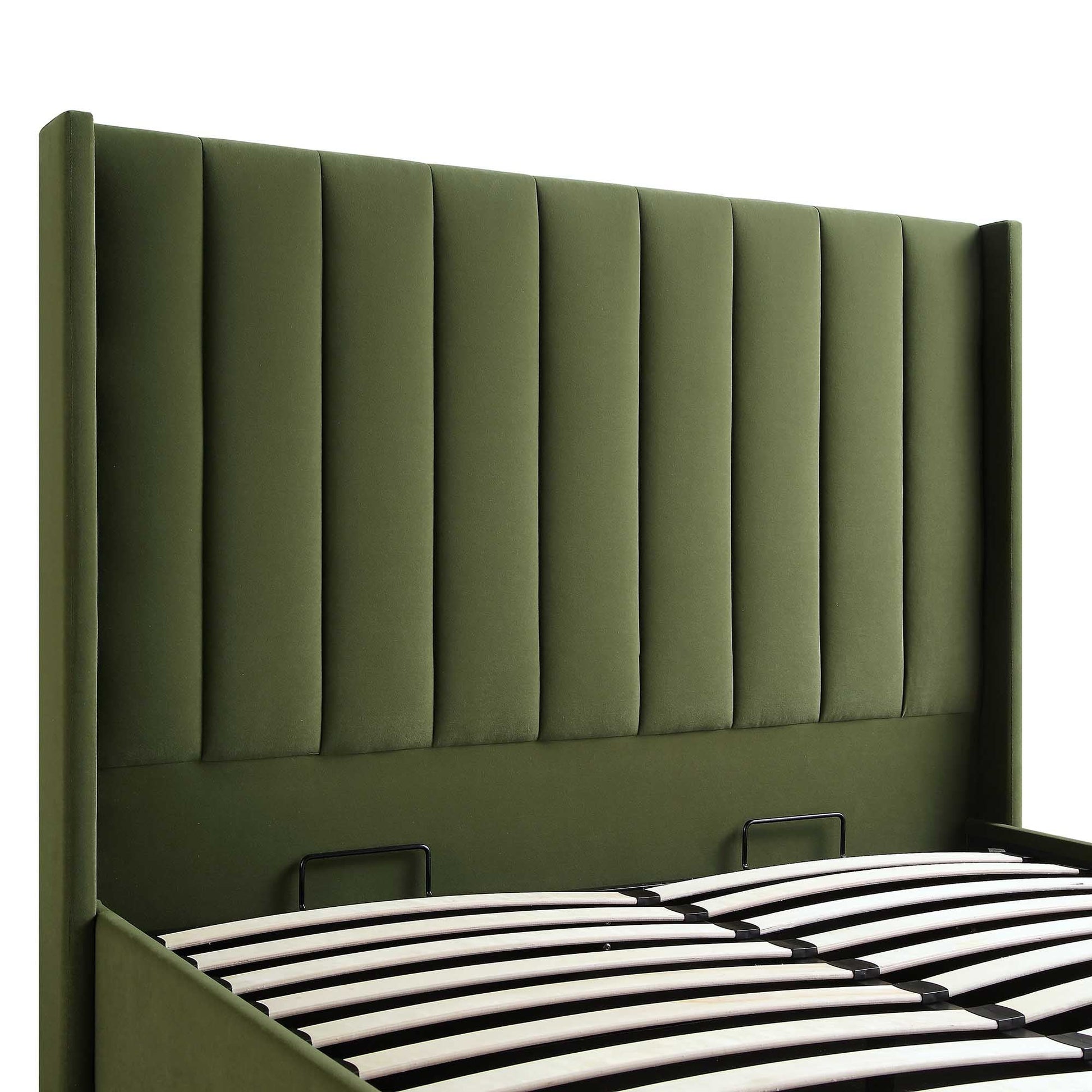 Wilton Moss Green Velvet Ottoman Bed with Storage