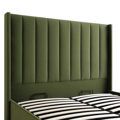 Wilton Moss Green Velvet Ottoman Bed with Storage