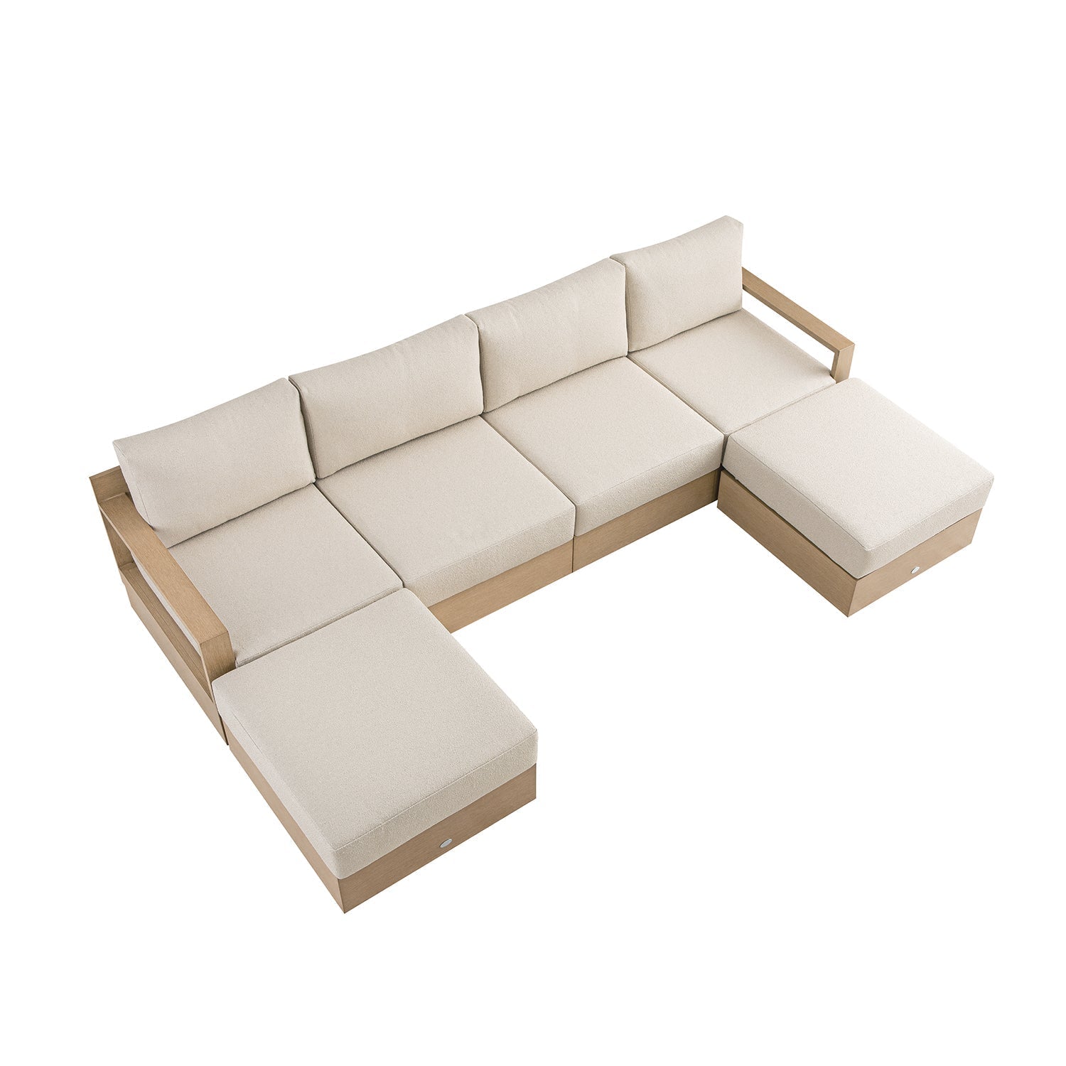 Jardin Aluminium Outdoor Modular 6-Piece Double Chaise Sofa Set, Natural