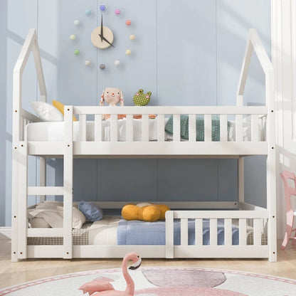 Castle Bunk Bed for Kids - Solid Wood, White