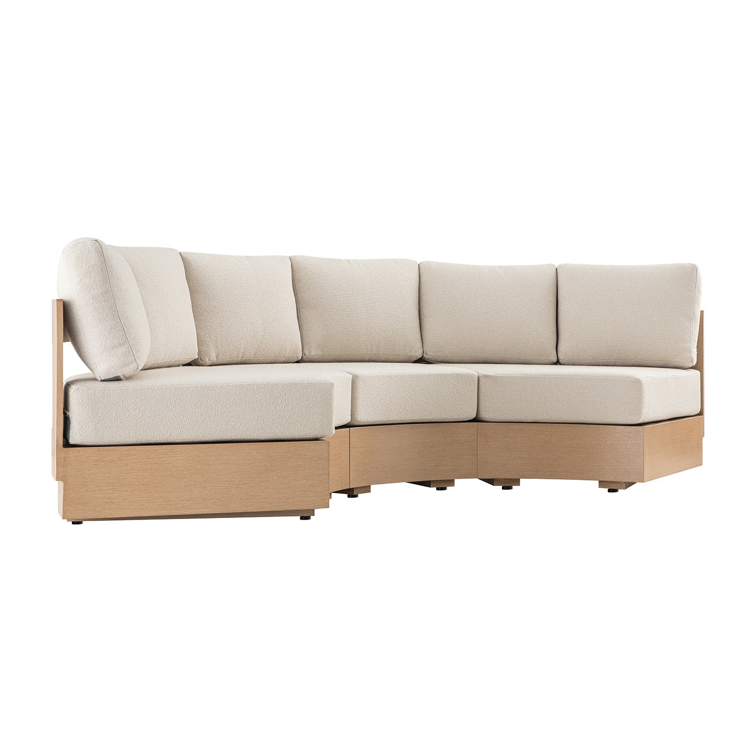 Jardin Aluminium Outdoor Modular Large 3-Piece Curved Sofa Set, Natural