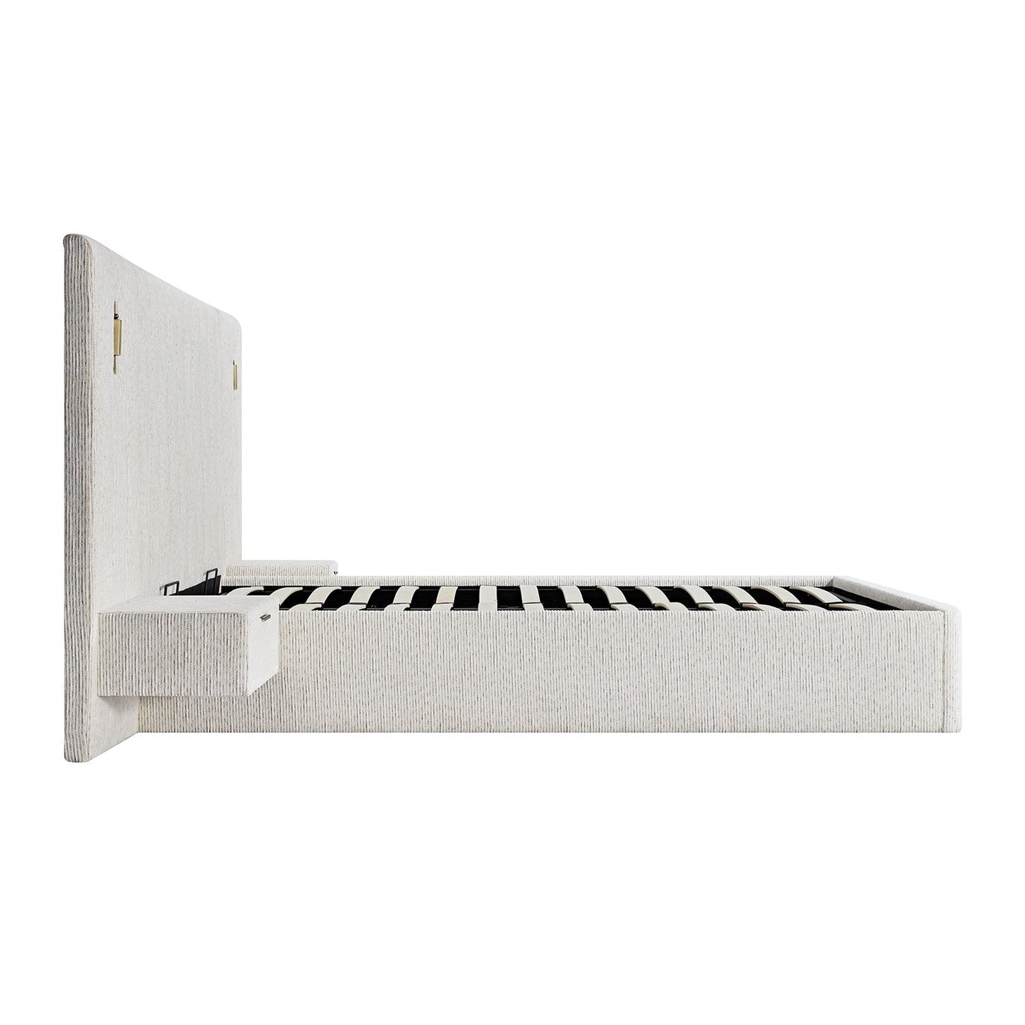 Tremezzo Oversized Ottoman Bed with Storage, Beige Textured Fabric
