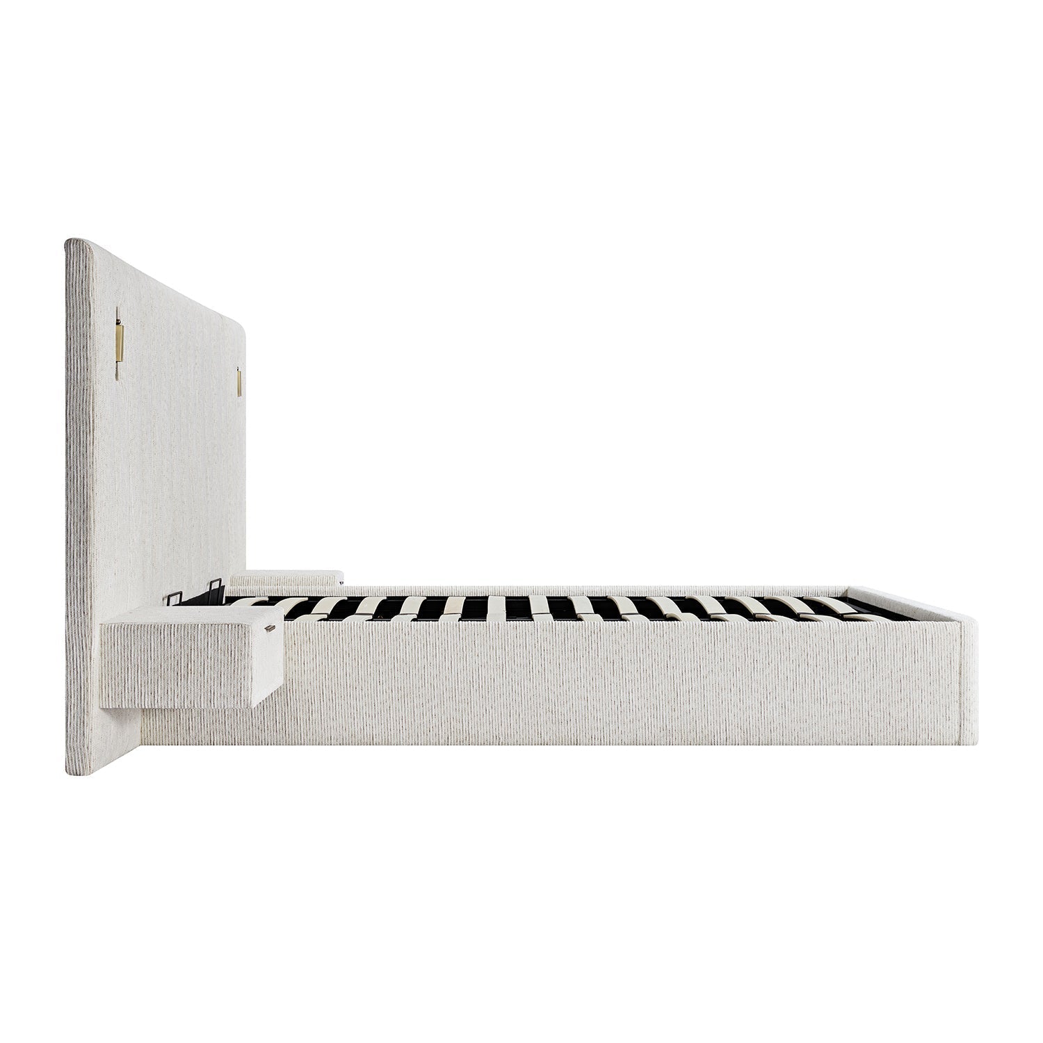 Tremezzo Oversized Ottoman Bed with Storage, Beige Textured Fabric