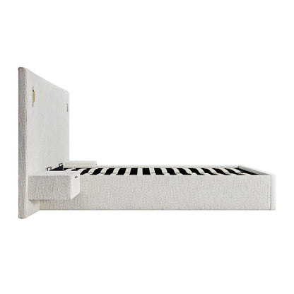 Tremezzo Oversized Ottoman Bed with Storage, Beige Textured Fabric