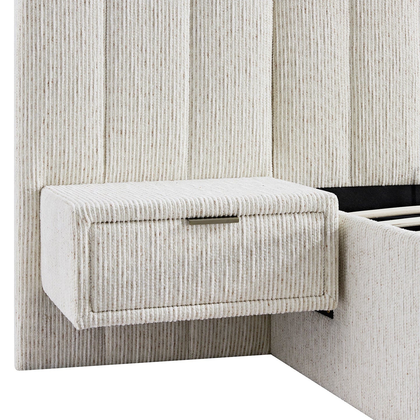 Tremezzo Oversized Ottoman Bed with Storage, Beige Textured Fabric