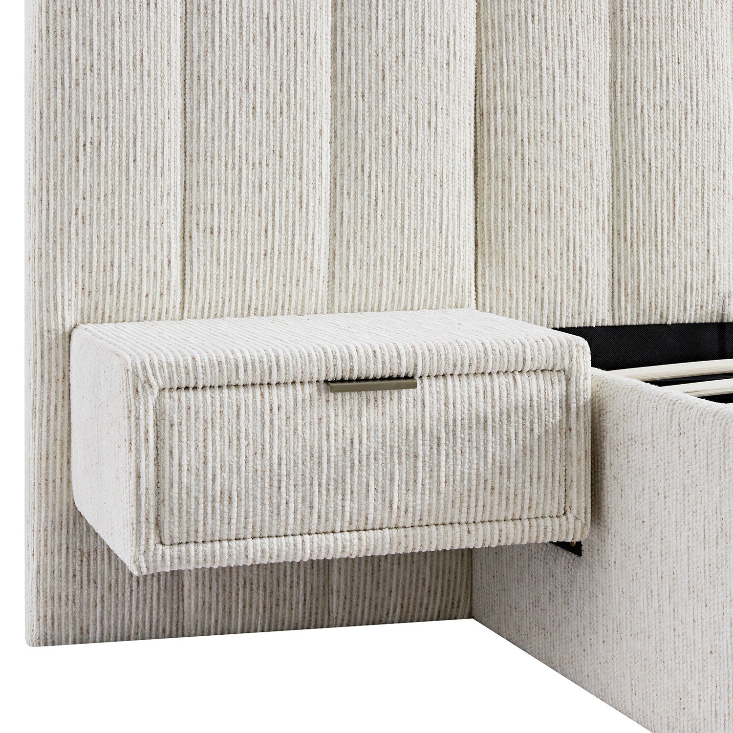Tremezzo Oversized Ottoman Bed with Storage, Beige Textured Fabric