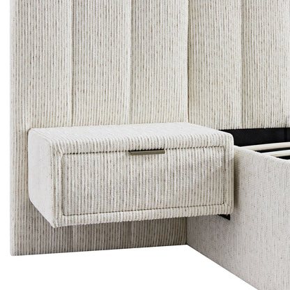 Tremezzo Oversized Ottoman Bed with Storage, Beige Textured Fabric
