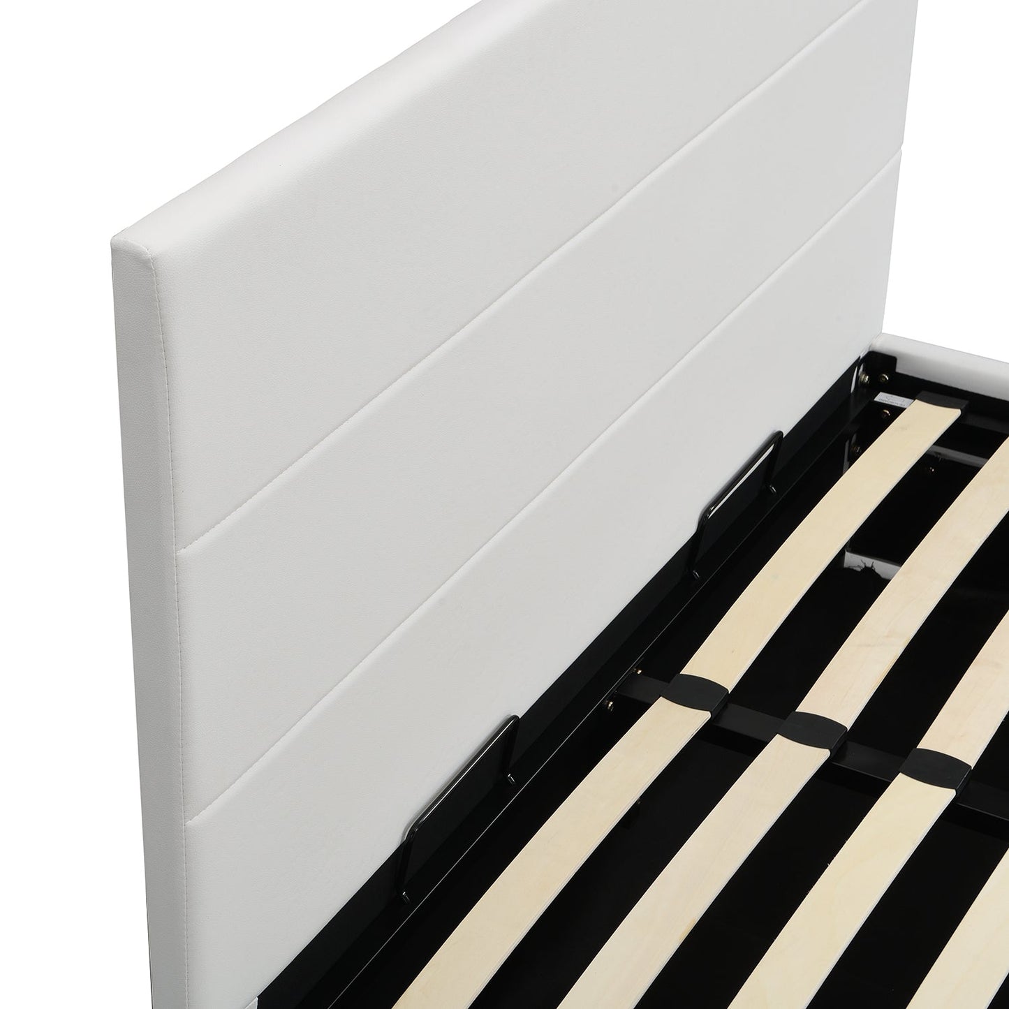 Buxton Faux Leather End Opening Ottoman Bed with Storage Frame with Muti-colour LED Light Strip (White PU)
