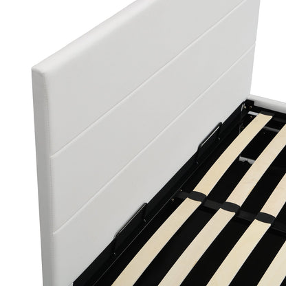 Buxton Faux Leather End Opening Ottoman Bed with Storage Frame with Muti-colour LED Light Strip (White PU)