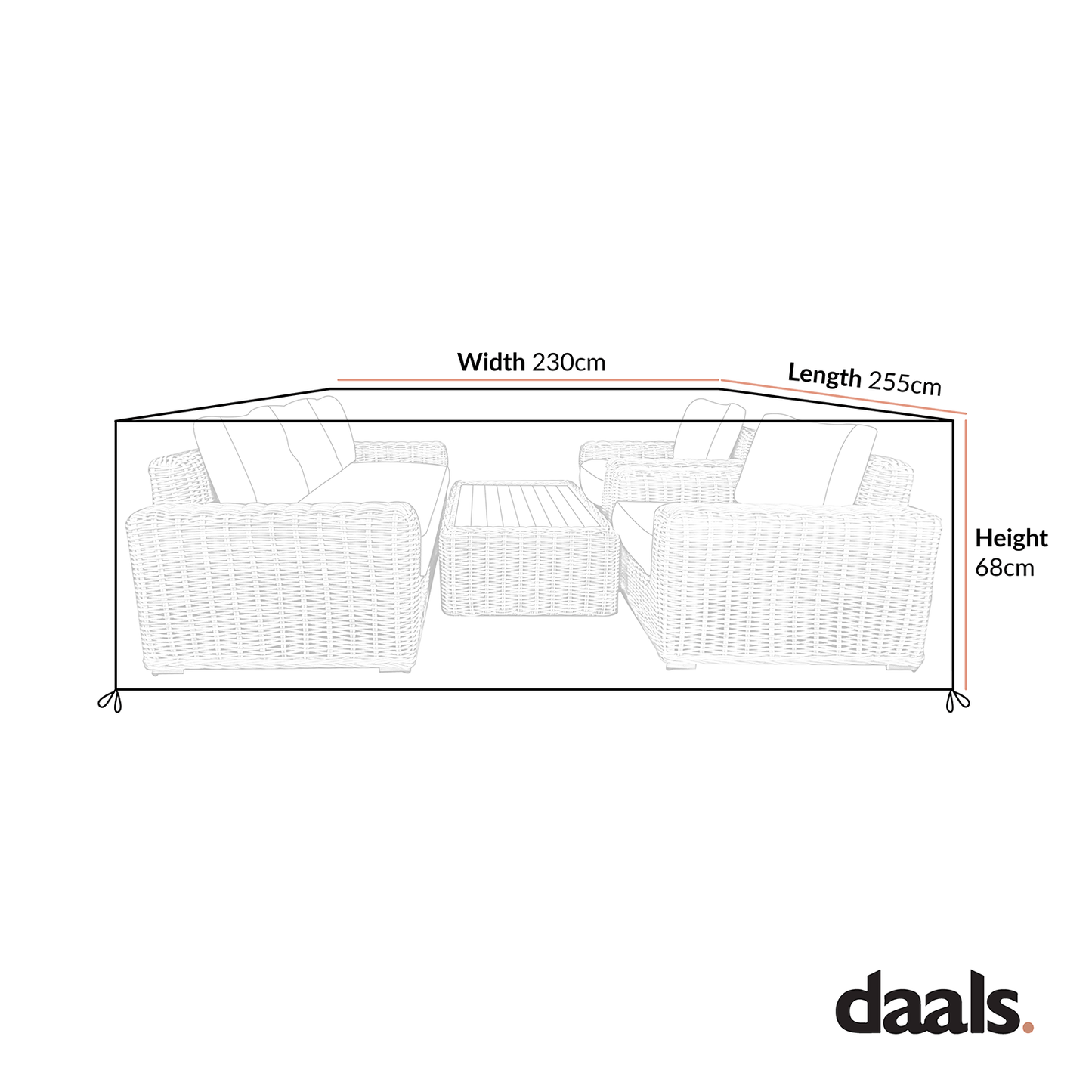 Garden Furniture Cover for Bellagio Round Wicker Outdoor Sofa Set with Coffee Table/Firepit Table, Light Tan