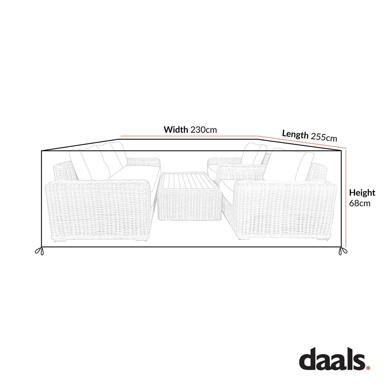 Garden Furniture Cover for Bellagio Round Wicker Outdoor Sofa Set with Coffee Table/Firepit Table, Light Tan