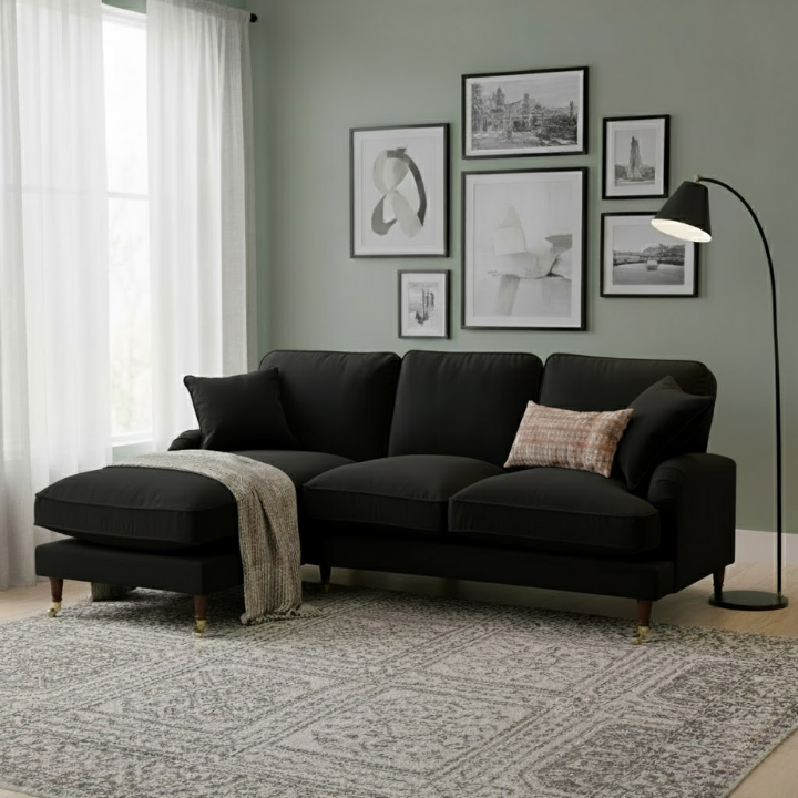 LX Velvet Left-Hand Facing Corner Sofa