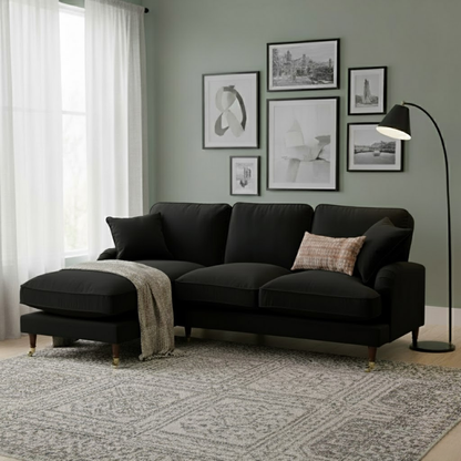 LX Velvet Left-Hand Facing Corner Sofa