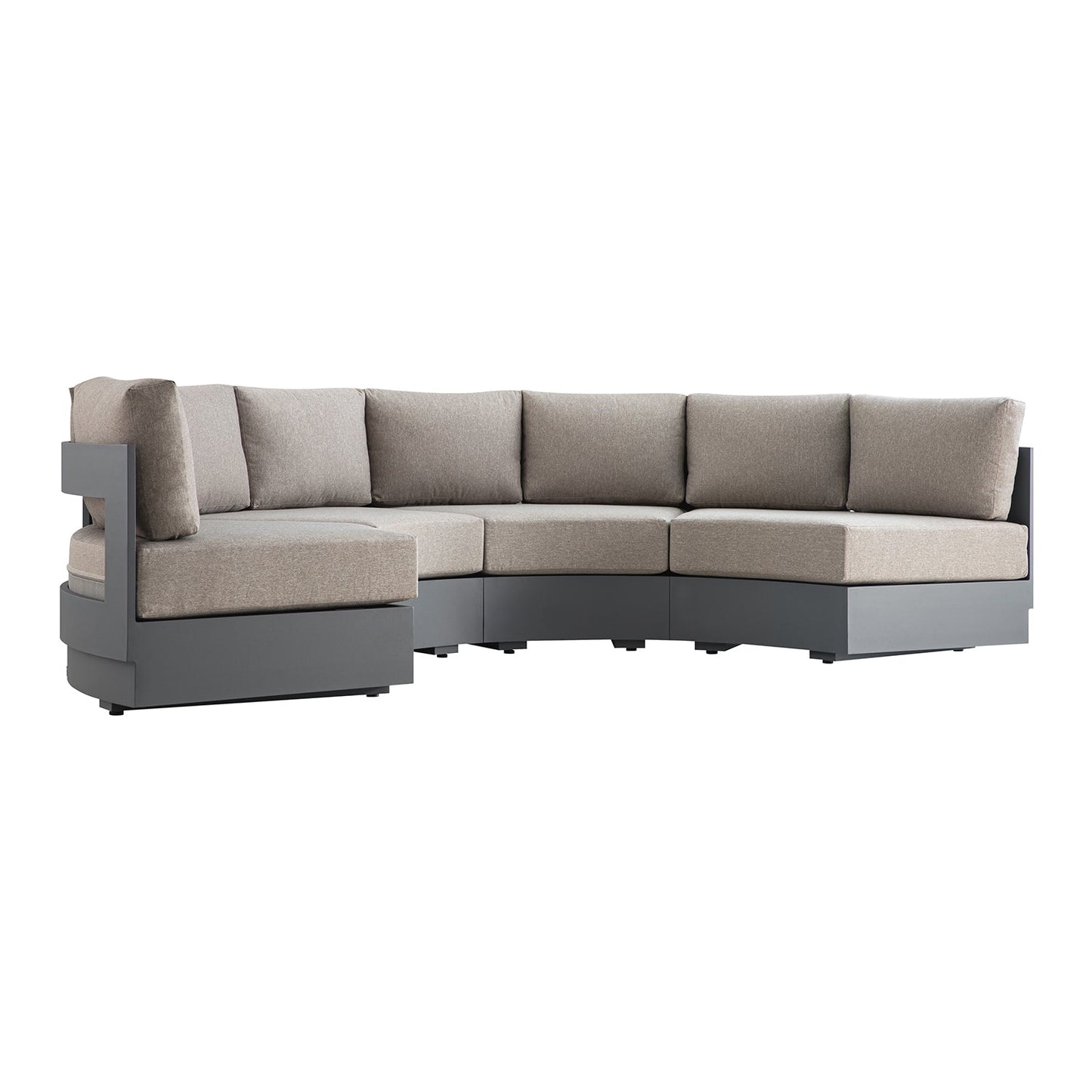 Jardin Aluminium Outdoor Modular Grande 4-Piece Curved Sofa Set, Granite