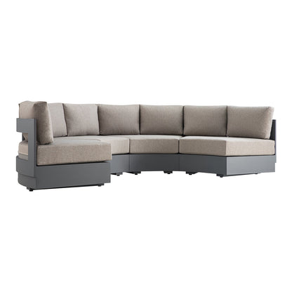 Jardin Aluminium Outdoor Modular Grande 4-Piece Curved Sofa Set, Granite