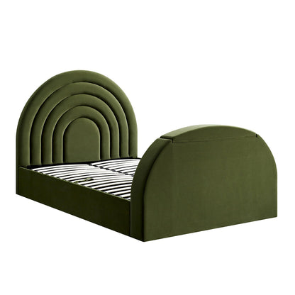 Archer Moss Green Velvet TV Bed with Ottoman Storage