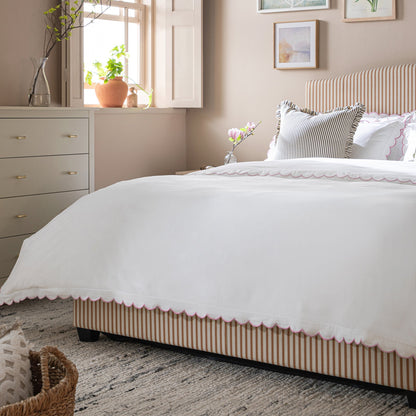 Chilworth Upholstered Ottoman Bed with Storage, Ochre Stripe Linen Blend