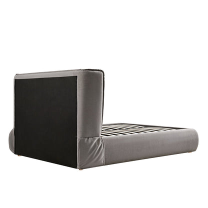 Astrid Ruched Wingback Bed, Soft Grey Chenille