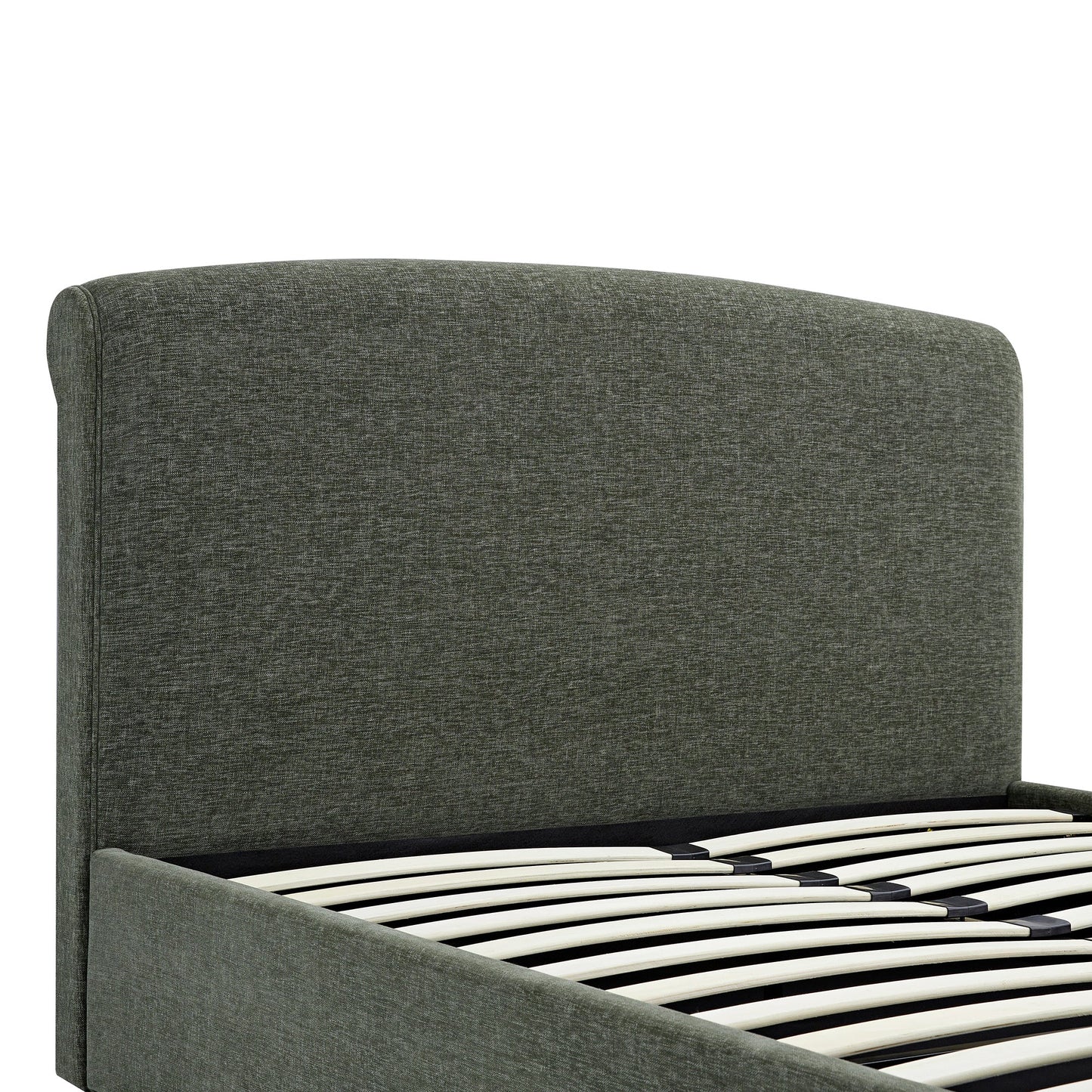 Porchester Ottoman Bed with Storage, Sleigh, Forest Green Chenille