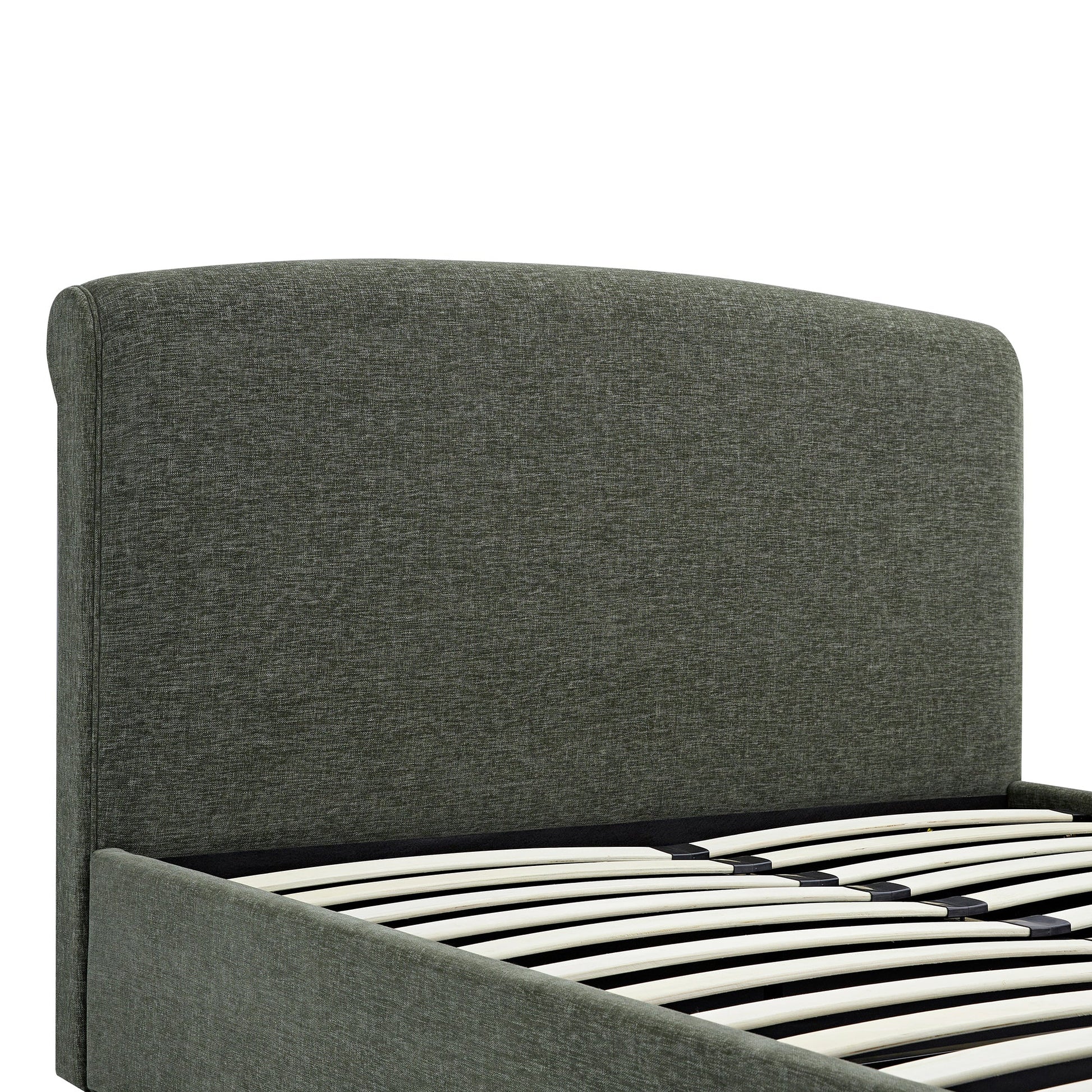 Porchester Ottoman Bed with Storage, Sleigh, Forest Green Chenille