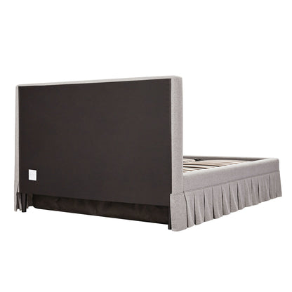 Egerton Box-Pleat Ottoman Bed with Storage, Stone Brushed Fabric